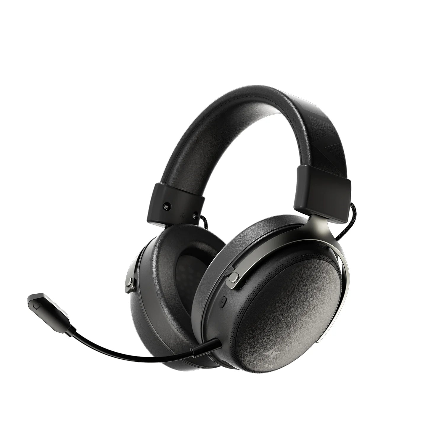 Black gaming headset with microphone on a white background ATK N9