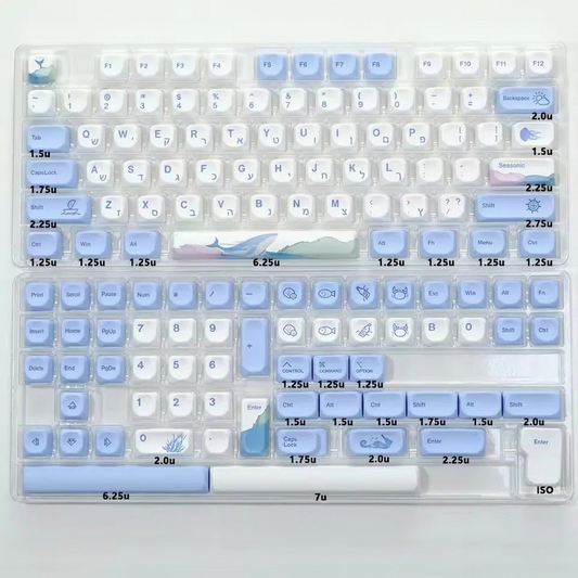 כיפות מקשים (Keycaps) בהשראת האוקיינוס – לווייתן, מדוזה, קרפדה | חריטת עברית PBT