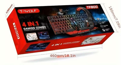 סט גיימינג מושלם 4-ב-1 – מקלדת, עכבר, משטח ואוזניות עם מיקרופון