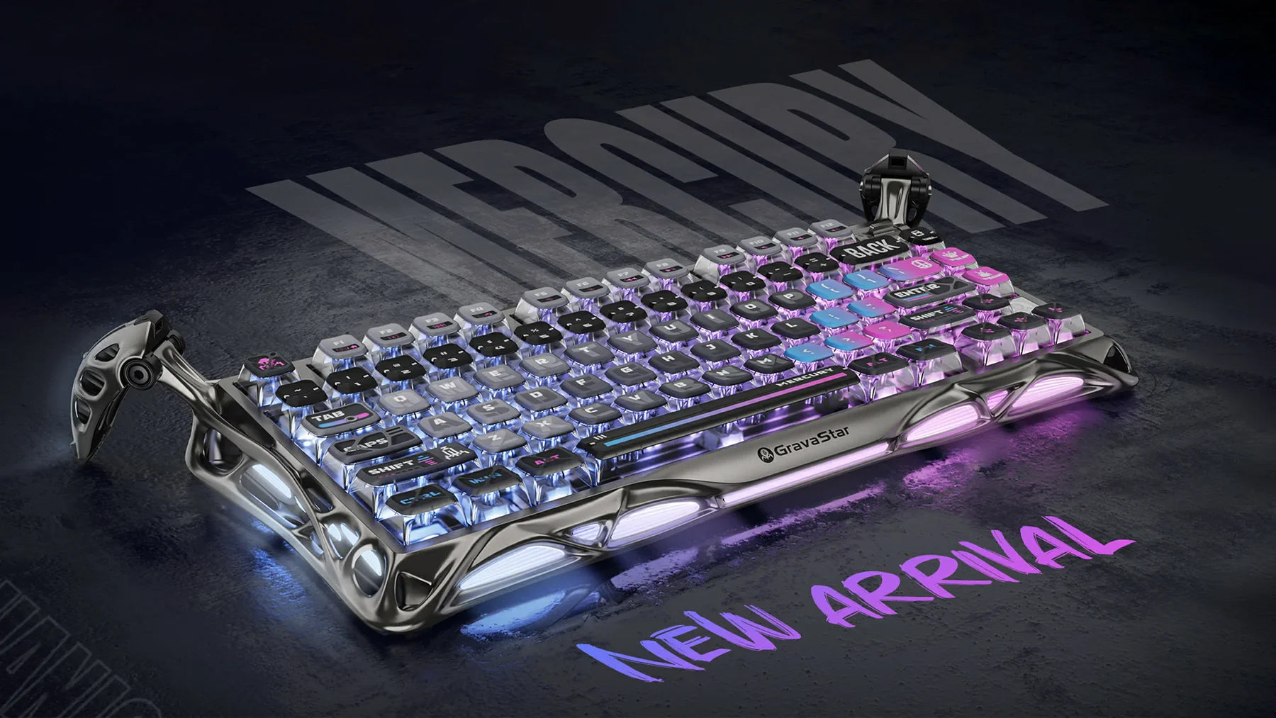 מקלדת גיימינג אלחוטית GravaStar Mercury K1 Pro – מהדורת Cyberpunk מיוחדת