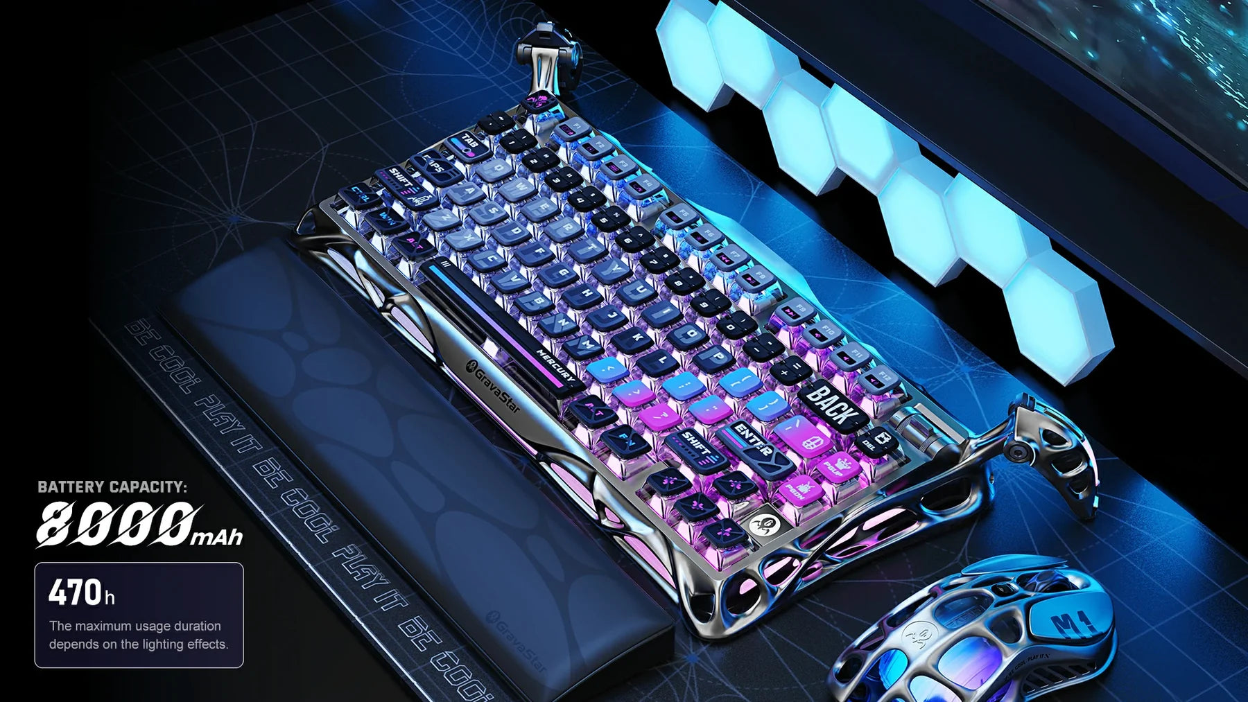 מקלדת גיימינג אלחוטית GravaStar Mercury K1 Pro – מהדורת Cyberpunk מיוחדת