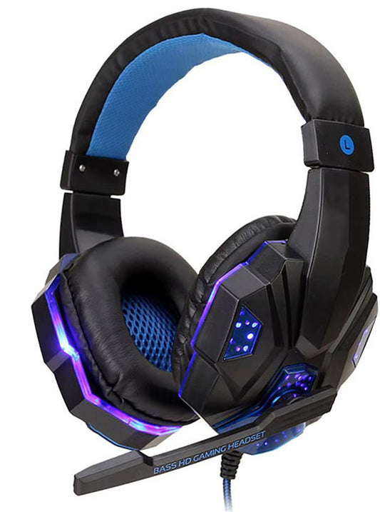 אוזניות משחקים עם מיקרופון ותאורת RGB