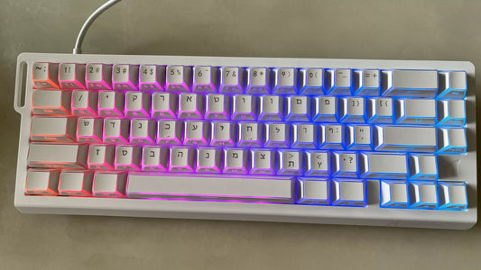 ערכת מקשים PBT דאבל שוט – עברית ואנגלית, סט מלא 108 מקשים, תואם RGB