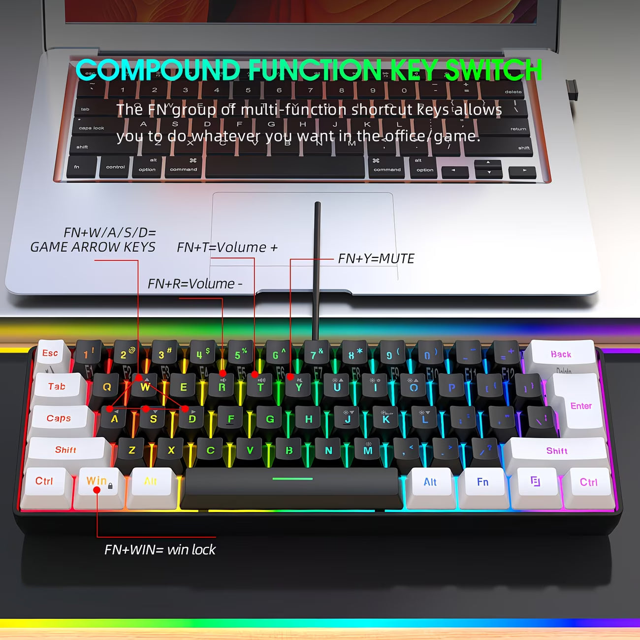 שילוב מקלדת ועכבר לגיימינג RGB